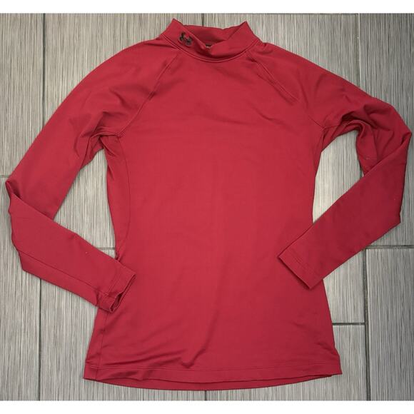 Under Armour Women’s ColdGear Mock Neck Fitted Long Sleeve Shirt Large Maroon - Picture 1 of 6